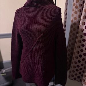 Burgundy Knit Turtleneck Sweater